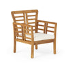 3pc Outdoor Club Chair Set w Coffee Table | Brown Wood Slatted Design