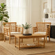 3pc Outdoor Club Chair Set w Coffee Table | Brown Wood Slatted Design