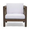 Bea Outdoor Club Chair | White Cushions | X Back Design Weathered Gray