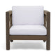 Bea Outdoor Club Chair | White Cushions | X Back Design Weathered Gray