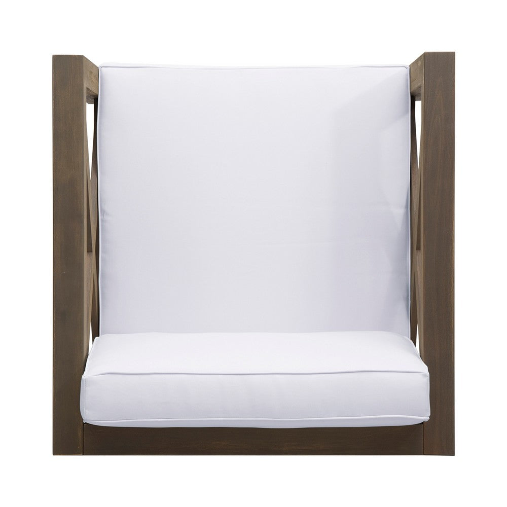 Bea Outdoor Club Chair | White Cushions | X Back Design Weathered Gray