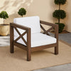 Bea Outdoor Club Chair | White Cushions | X Back Design Weathered Gray