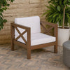 Bea Outdoor Club Chair | White Cushions | X Back Design Weathered Gray