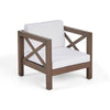 Bea Outdoor Club Chair | White Cushions | X Back Design Weathered Gray