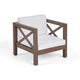 Bea Outdoor Club Chair | White Cushions | X Back Design Weathered Gray