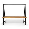 Jo Outdoor Pergola Table | Black Metal Frame | Slatted Teak Brown Wood