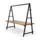 Jo Outdoor Pergola Table | Black Metal Frame | Slatted Teak Brown Wood