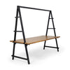 Jo Outdoor Pergola Table | Black Metal Frame | Slatted Teak Brown Wood
