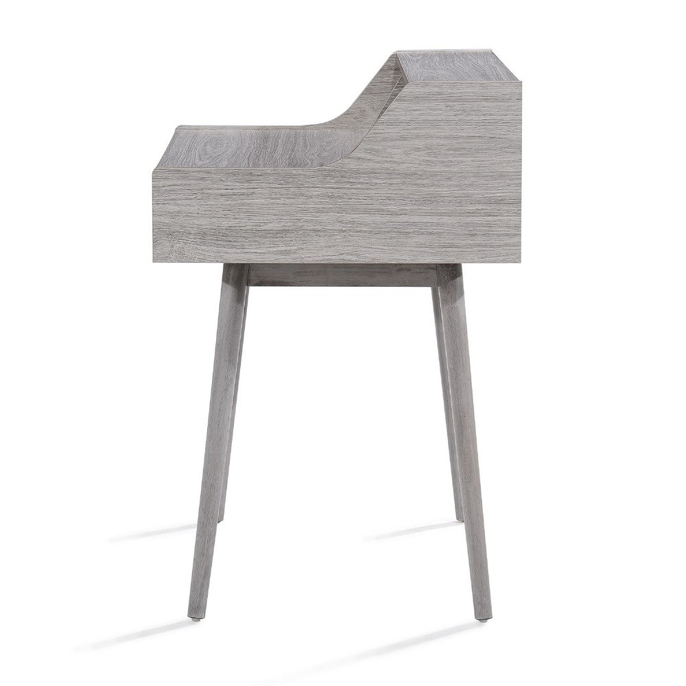 Modern Study Desk w Drawer and 2 Small Cubbies | 35" Oak Gray Wood