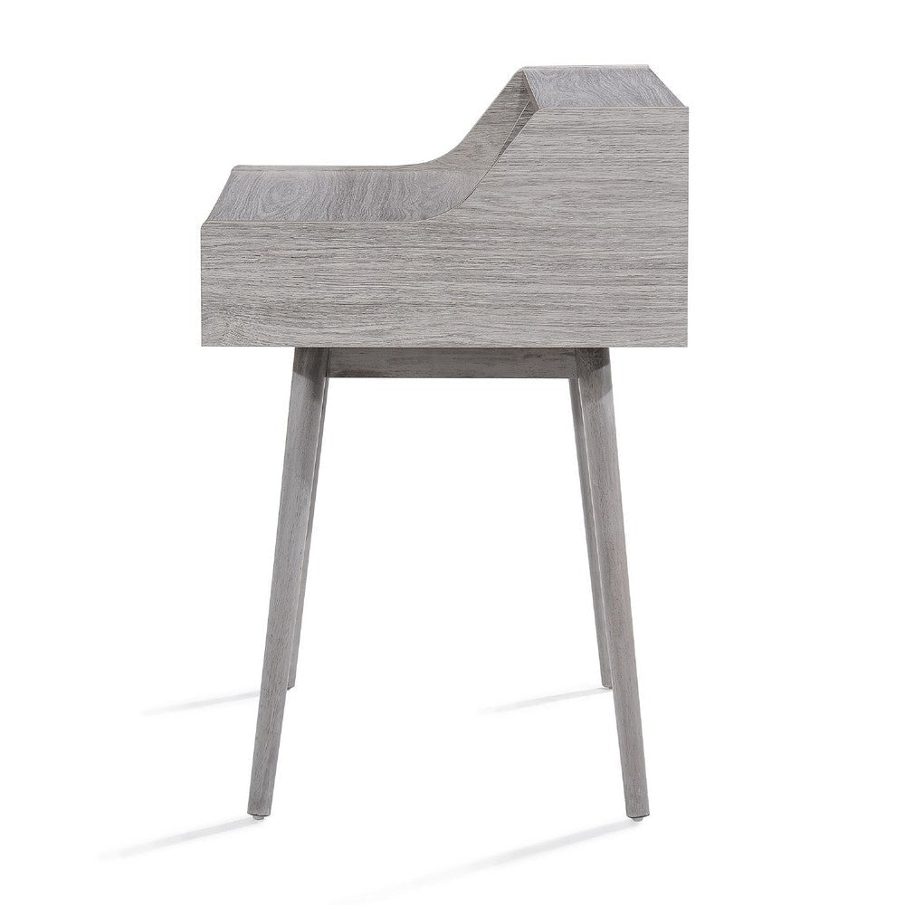 Modern Study Desk w Drawer and 2 Small Cubbies | 35’’ Oak Gray Wood BM335255