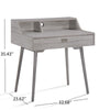 Modern Study Desk w Drawer and 2 Small Cubbies | 35’’ Oak Gray Wood BM335255
