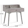 Modern Study Desk w Drawer and 2 Small Cubbies | 35" Oak Gray Wood