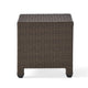 Perie Accent Table | 18" Modern Square Top | Dark Brown Rattan Woven