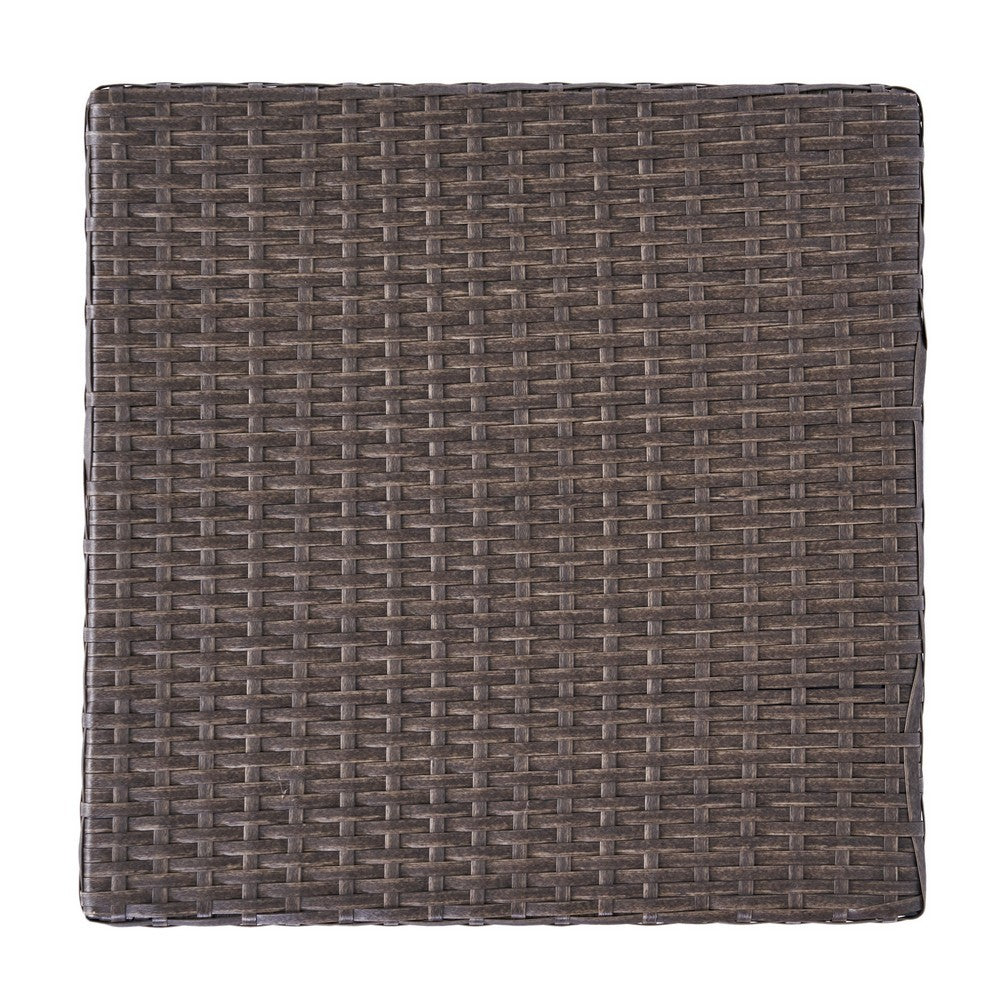 Perie Accent Table | 18" Modern Square Top | Dark Brown Rattan Woven