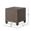 Perie Accent Table | 18" Modern Square Top | Dark Brown Rattan Woven