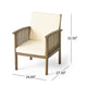 Gerry Outdoor Club Chair Set of 2 | Cream Cushion | Slatted Dark Brown