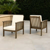 Gerry Outdoor Club Chair Set of 2 | Cream Cushion | Slatted Dark Brown