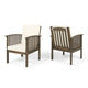 Gerry Outdoor Club Chair Set of 2 | Cream Cushion | Slatted Dark Brown