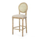 Barstool Chair Set of 2 | Beige Cushion and Natural Brown Rattan Back