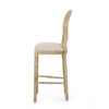 Barstool Chair Set of 2 | Beige Cushion and Natural Brown Rattan Back