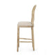 Barstool Chair Set of 2 | Beige Cushion and Natural Brown Rattan Back