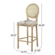 Barstool Chair Set of 2 | Beige Cushion and Natural Brown Rattan Back