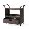 Naed Rolling Kitchen Bar Cart | 40" Dark Brown Rattan Woven