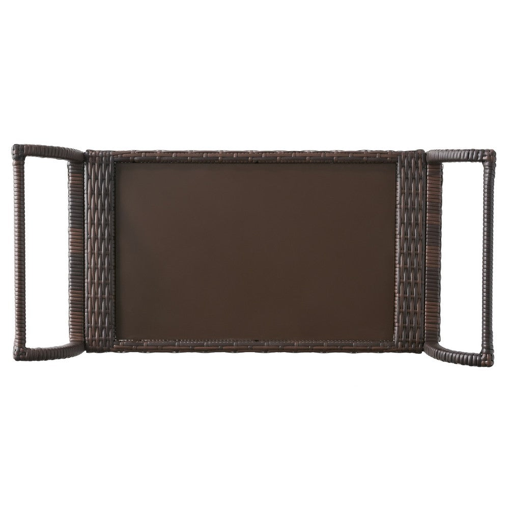 Naed Rolling Kitchen Bar Cart | 40" Dark Brown Rattan Woven