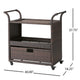 Naed Rolling Kitchen Bar Cart | 40" Dark Brown Rattan Woven