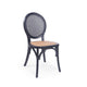 Dining Chair Set of 2 | Matte Black Rattan Woven Back and Brown Seat BM335260