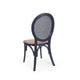 Dining Chair Set of 2 | Matte Black Rattan Woven Back and Brown Seat BM335260