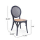 Dining Chair Set of 2 | Matte Black Rattan Woven Back and Brown Seat