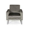 Club Armchair | Cutout Armrests | Chrome Steel and Modern Gray Velvet BM335261