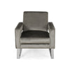 Club Armchair | Cutout Armrests | Chrome Steel and Modern Gray Velvet