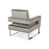 Club Armchair | Cutout Armrests | Chrome Steel and Modern Gray Velvet