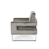 Club Armchair | Cutout Armrests | Chrome Steel and Modern Gray Velvet