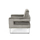 Club Armchair | Cutout Armrests | Chrome Steel and Modern Gray Velvet