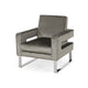 Club Armchair | Cutout Armrests | Chrome Steel and Modern Gray Velvet