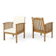 Gerry Outdoor Club Chairs Set of 2 | Cream |  Slatted Light Brown