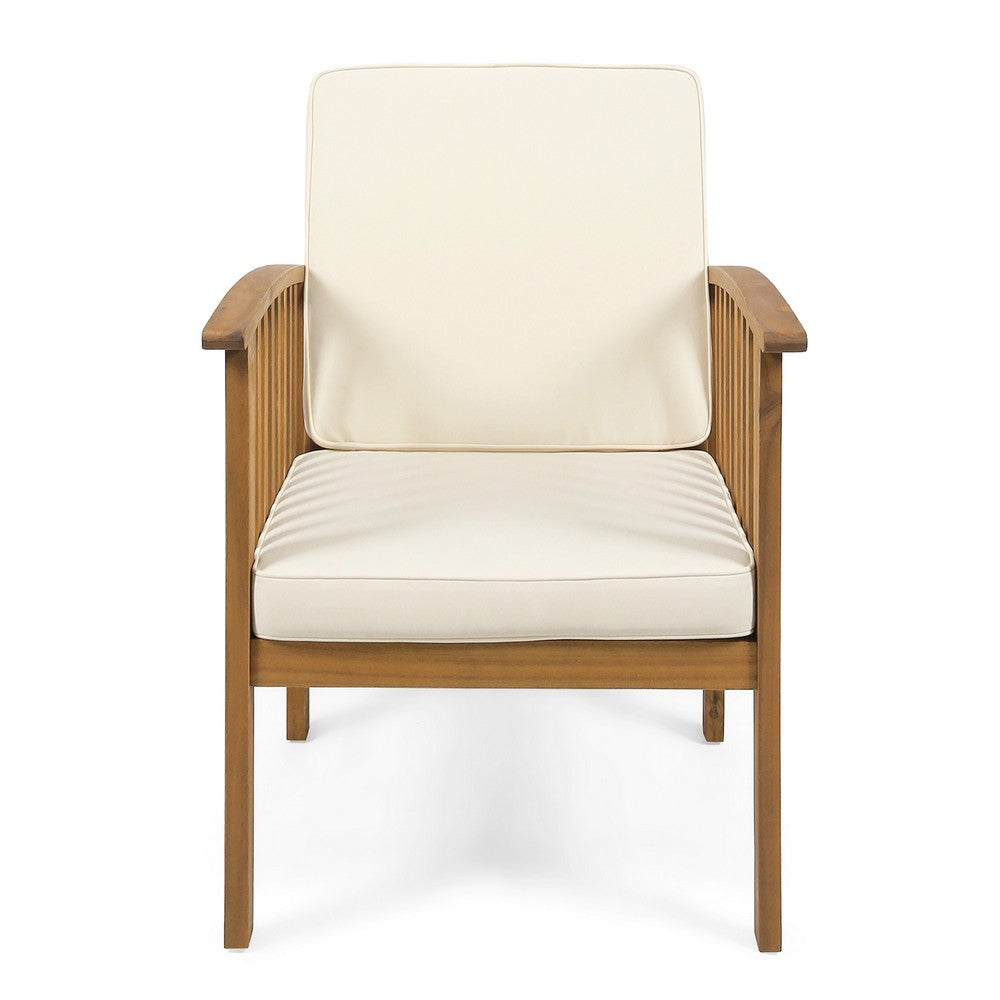 Gerry Outdoor Club Chairs Set of 2 | Cream |  Slatted Light Brown