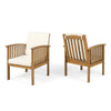 Gerry Outdoor Club Chairs Set of 2 | Cream |  Slatted Light Brown