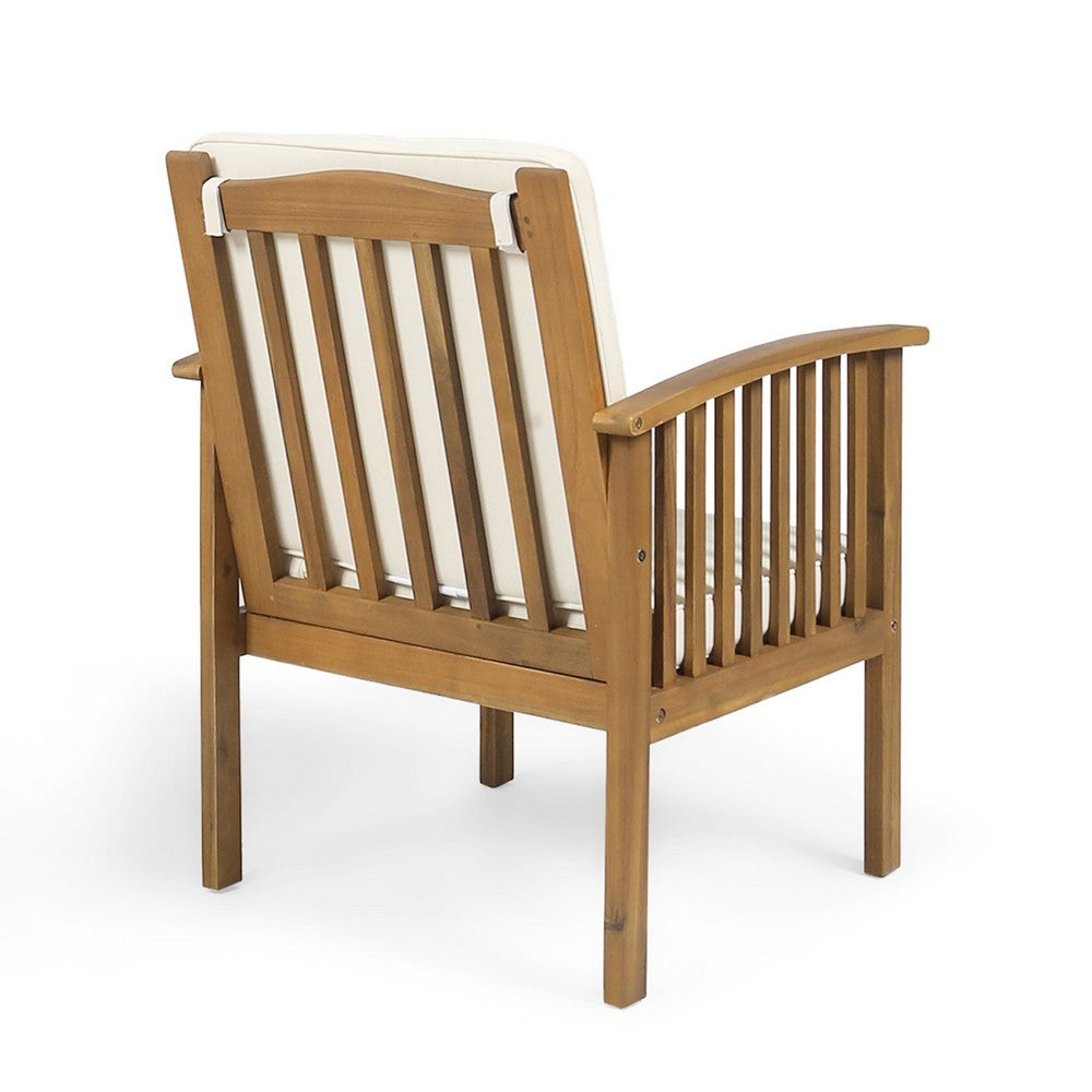 Gerry Outdoor Club Chairs Set of 2 | Cream |  Slatted Light Brown