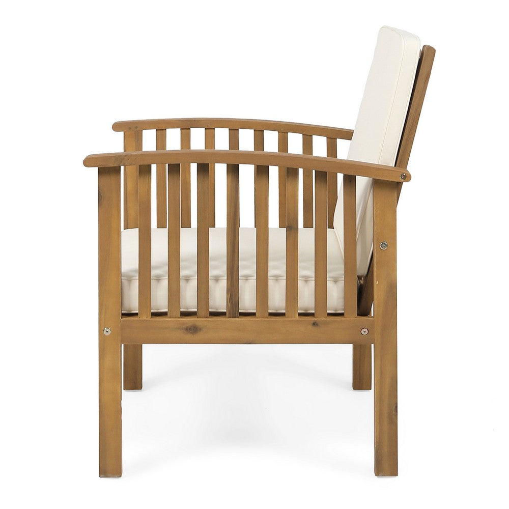 Gerry Outdoor Club Chairs Set of 2 | Cream |  Slatted Light Brown