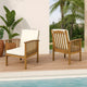 Gerry Outdoor Club Chairs Set of 2 | Cream |  Slatted Light Brown