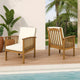 Gerry Outdoor Club Chairs Set of 2 | Cream |  Slatted Light Brown