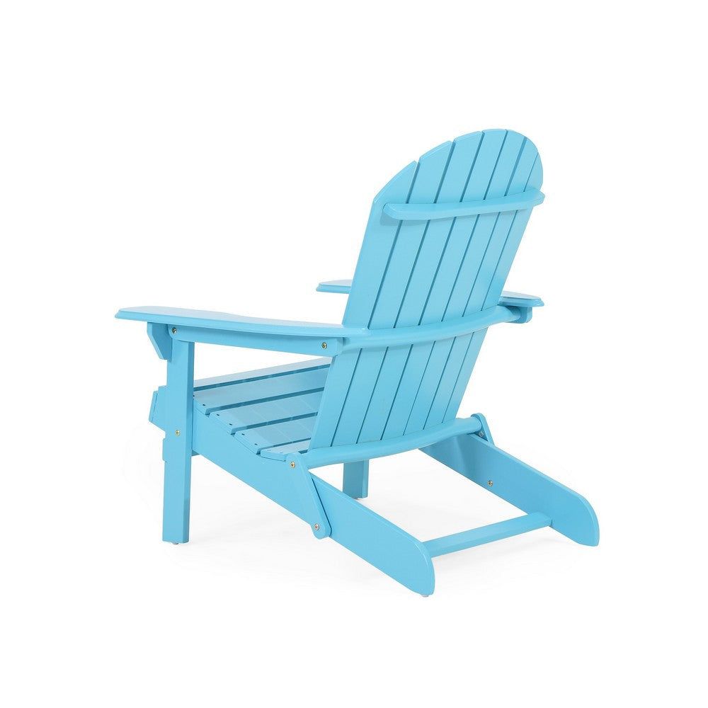Outdoor Adirondack Chair | Slatted Back | Blue Foldable Wood Frame BM335263