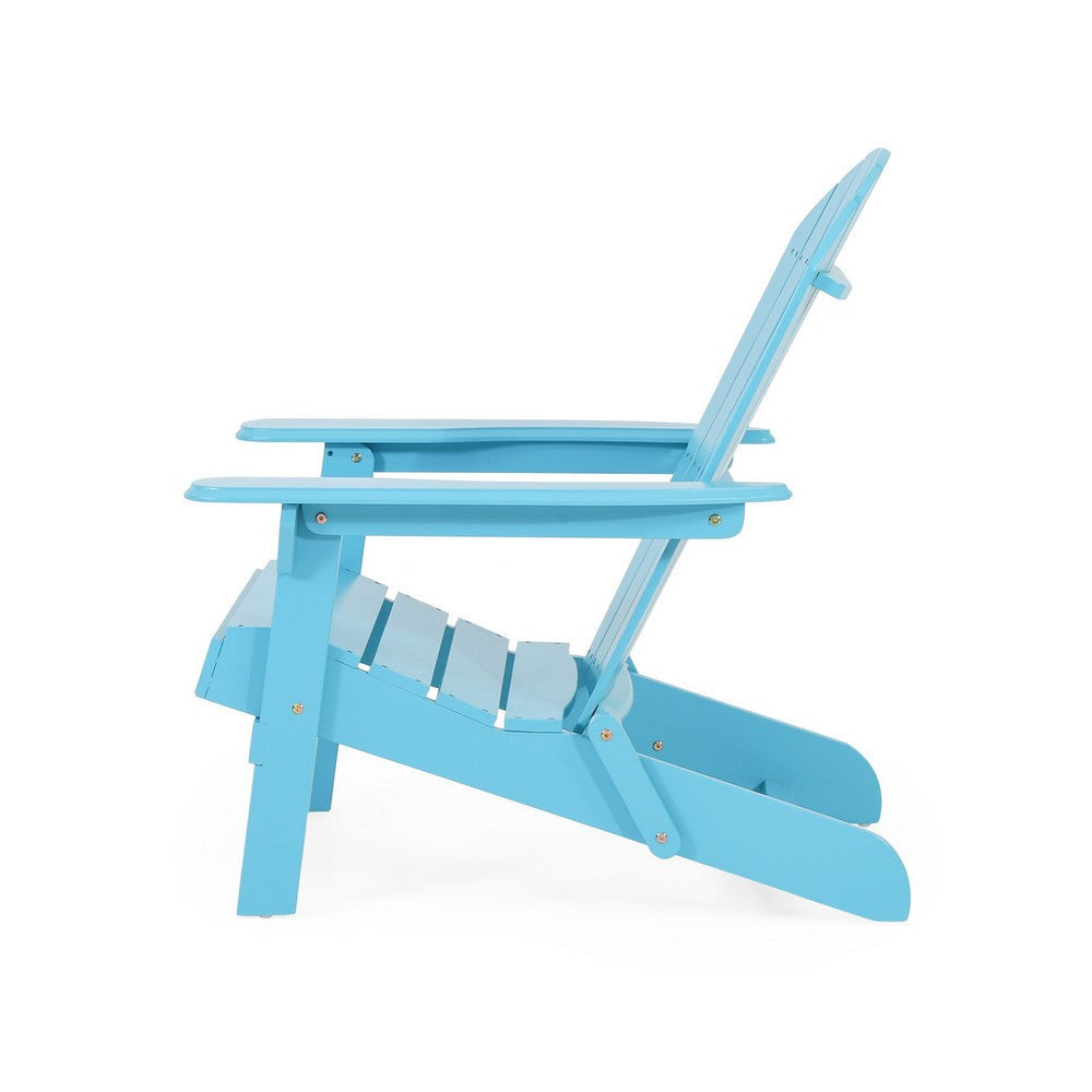 Outdoor Adirondack Chair | Slatted Back | Blue Foldable Wood Frame BM335263