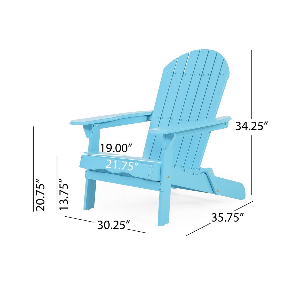 Outdoor Adirondack Chair | Slatted Back | Blue Foldable Wood Frame