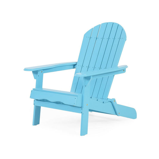 Outdoor Adirondack Chair | Slatted Back | Blue Foldable Wood Frame