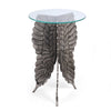 Accent Table w 17" Glass Top | Butterfly Wing Nickel Aluminum Base